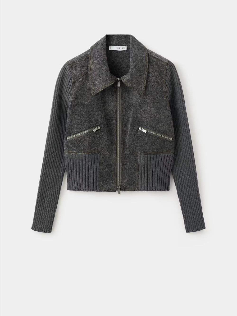 NWT (size M) Mango KNITTED JACKET WITH COMBINED FABRICS - Picture 5 of 12